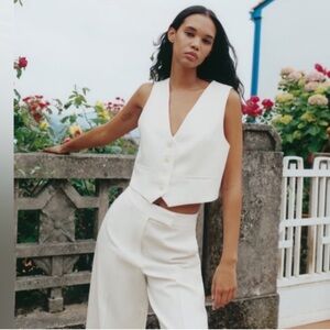 Zara Cream Wide Leg Jumpsuit